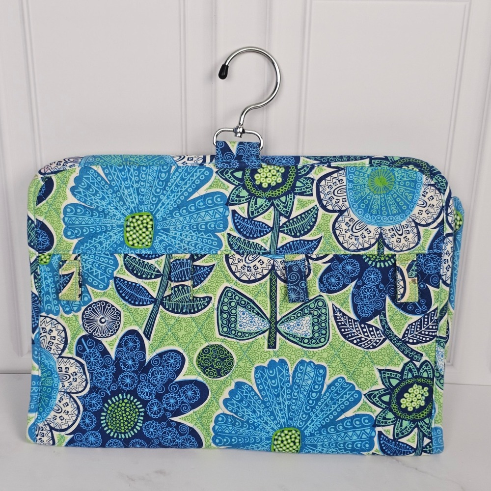 Vera Bradley Doodle Daisy Hanging Jewelry Organizer Travel Case Boho Quilted